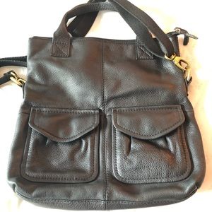Fossil black leather bag very nice!